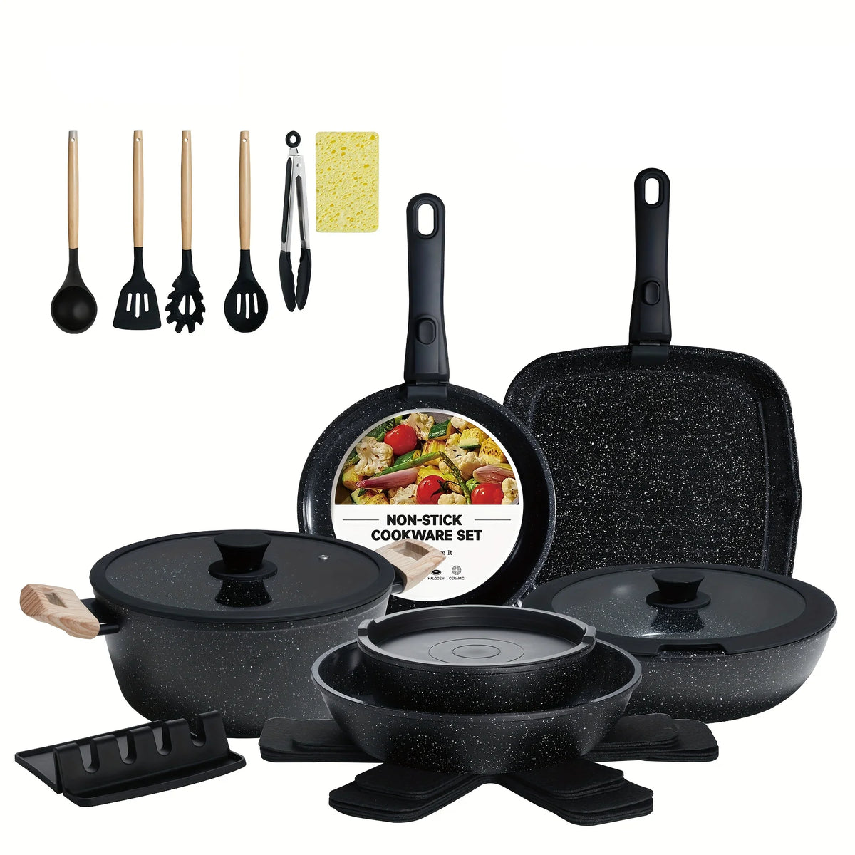 Batterie de Cuisine FlexiClic Rose ou Noire - 23 Pièces