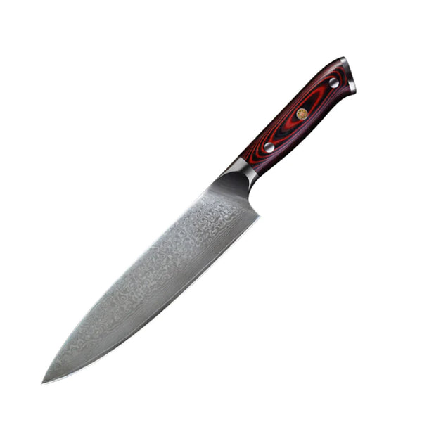 Damascus steel chef's knife: rosewood handle