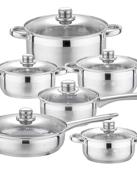 12-Piece All Stainless Steel Cookware Set 1/18" – Premium Series
