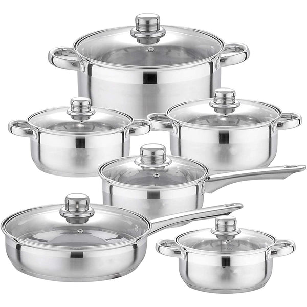 12-Piece All Stainless Steel Cookware Set 1/18" – Premium Series