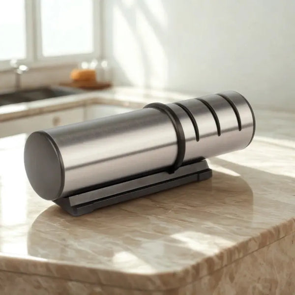 Aiguiseur manuel sur marbre beige