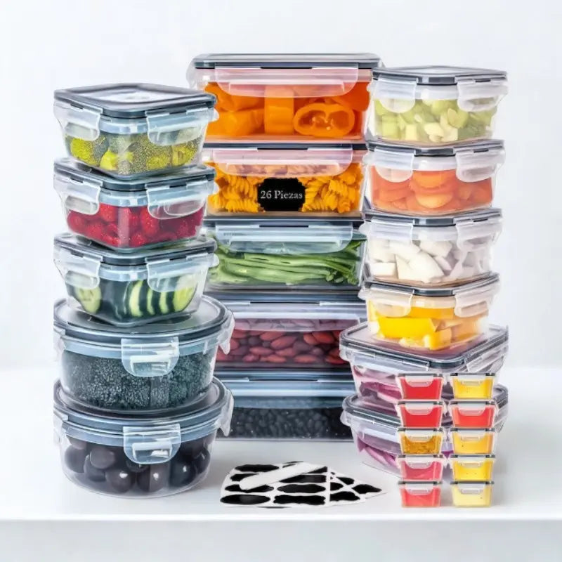 Boites hermétiques en plastique sur fond blanc