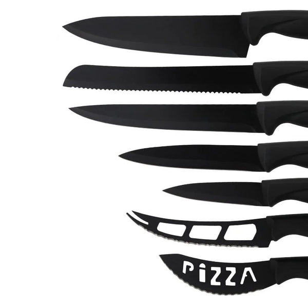 17-Piece Stainless Steel Knife Set • Black • Versatility and Elegance