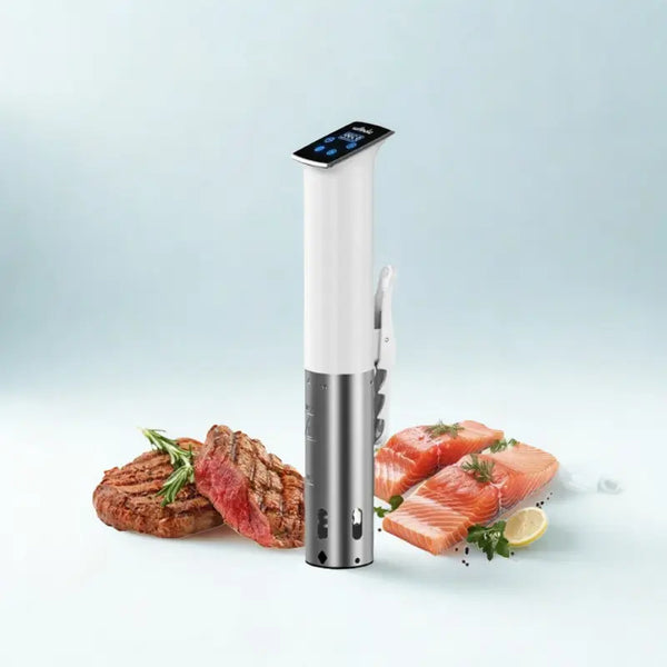 Cuiseur sous vide blanc sur fond blanc 