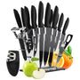 17-Piece Stainless Steel Knife Set • Black • Versatility and Elegance