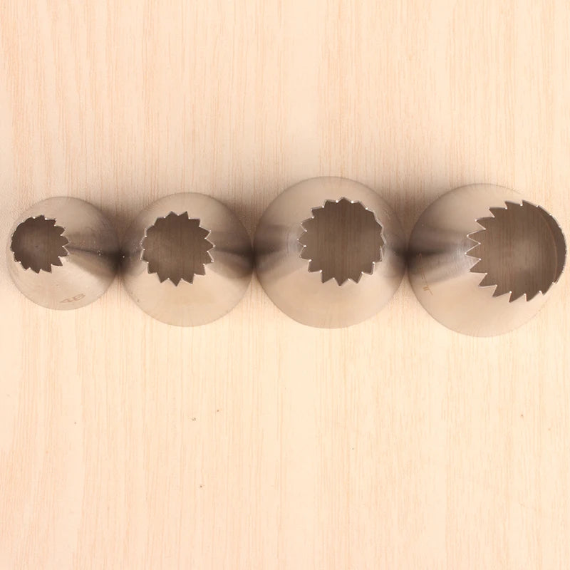 Douilles inox vu de haut sur bois