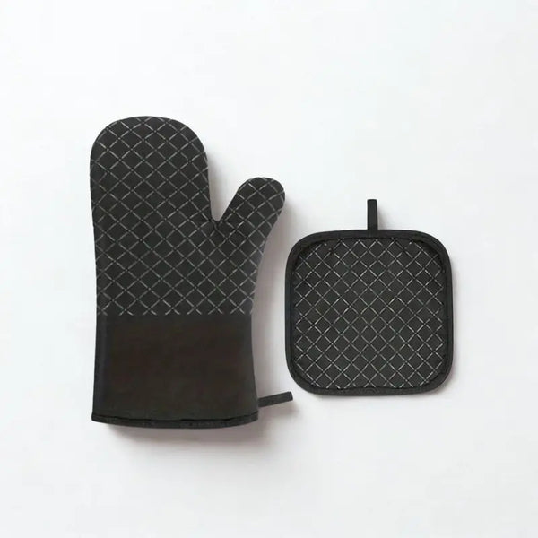 Gant et manique noirs sur fond blanc