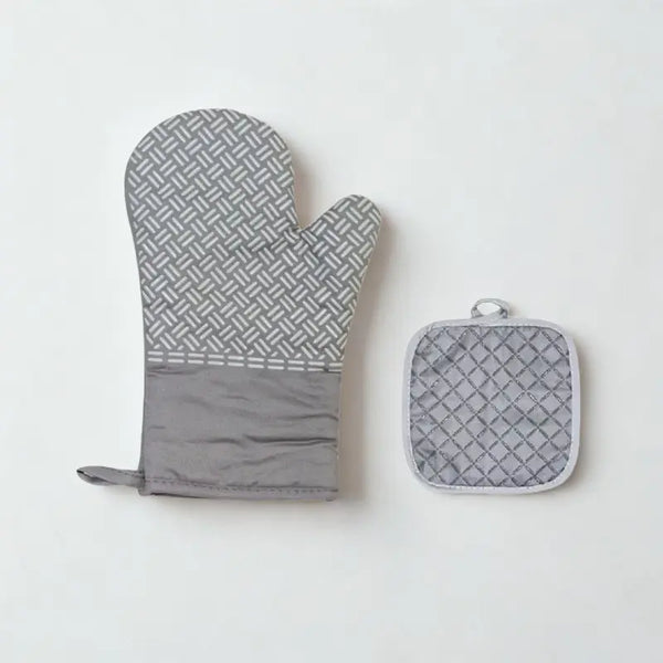 Gant et manique gris sur fond blanc
