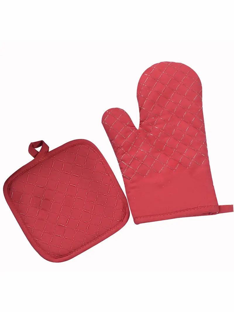 Gant et manique rouge sur fond blanc