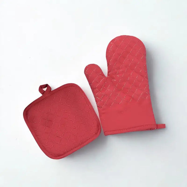 Gant et manique rouge sur fond blanc