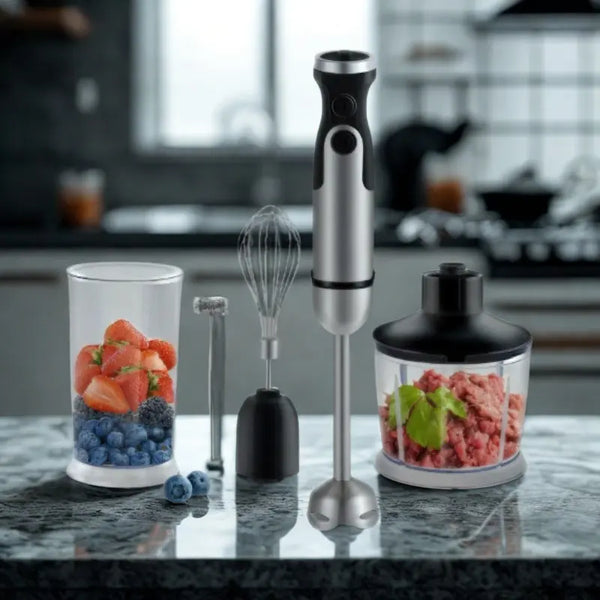 mixeur 5 en 1 sur fond gris