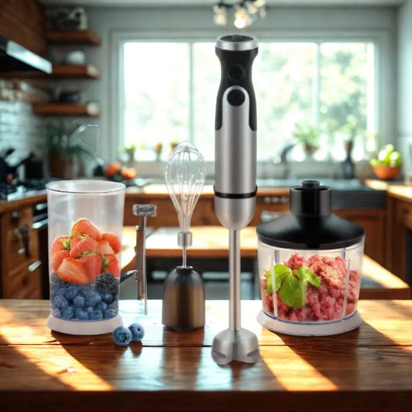 mixeur 5 en 1 sur fond bois