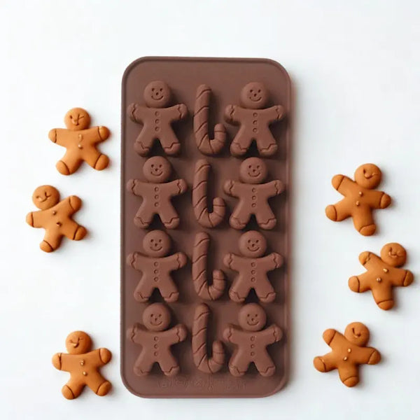 Moule en Silicone de Noël sûr fond blanc et pâtisseries