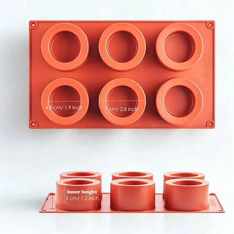 Moule en Silicone à 6 Cavités, orange, sûr fond blanc