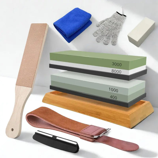 Pierres à aiguiser sur fond blanc