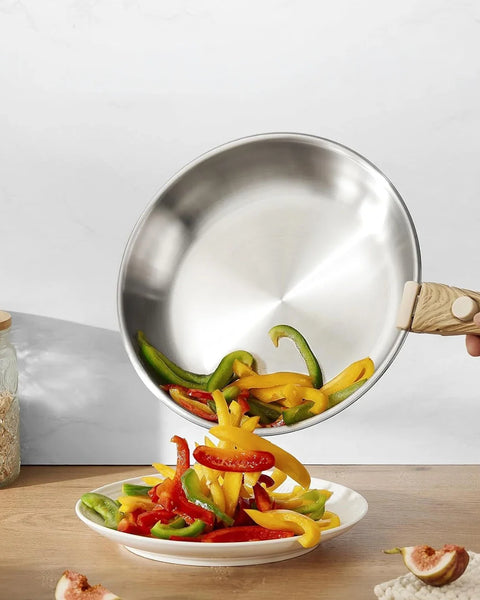 Removable Stainless Steel Wood Series Pans – Set of 20/24/28 cm