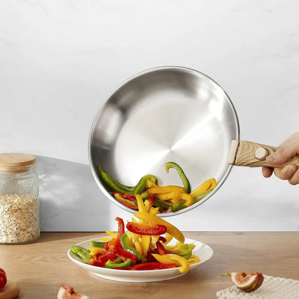 Poêles Inox Amovibles Série Bois – Lot 20/24/28 cm