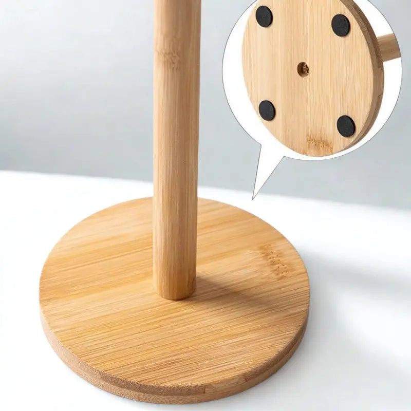 Porte-rouleau en Bois avec zoom sur le pied
