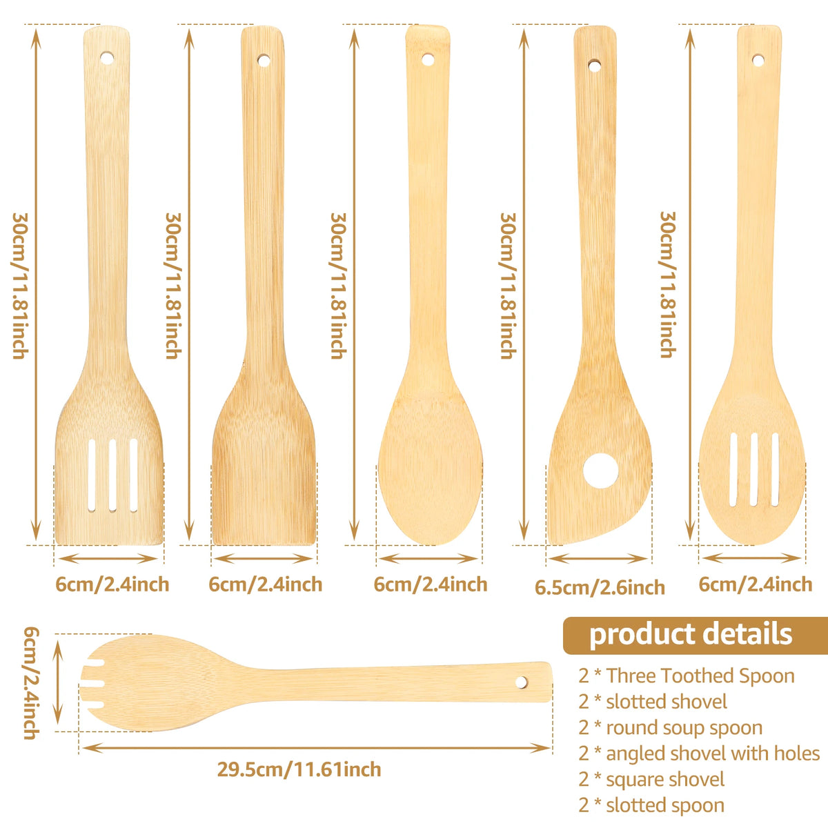 Bamboo Kitchen Utensil Set – 12 Pieces | Durable, Scratch-Resistant