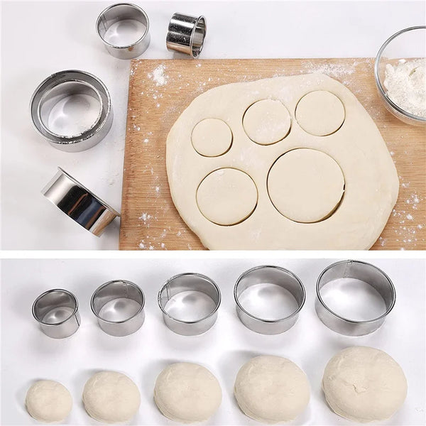 Set of 5 stainless steel cookie cutters - Round shape