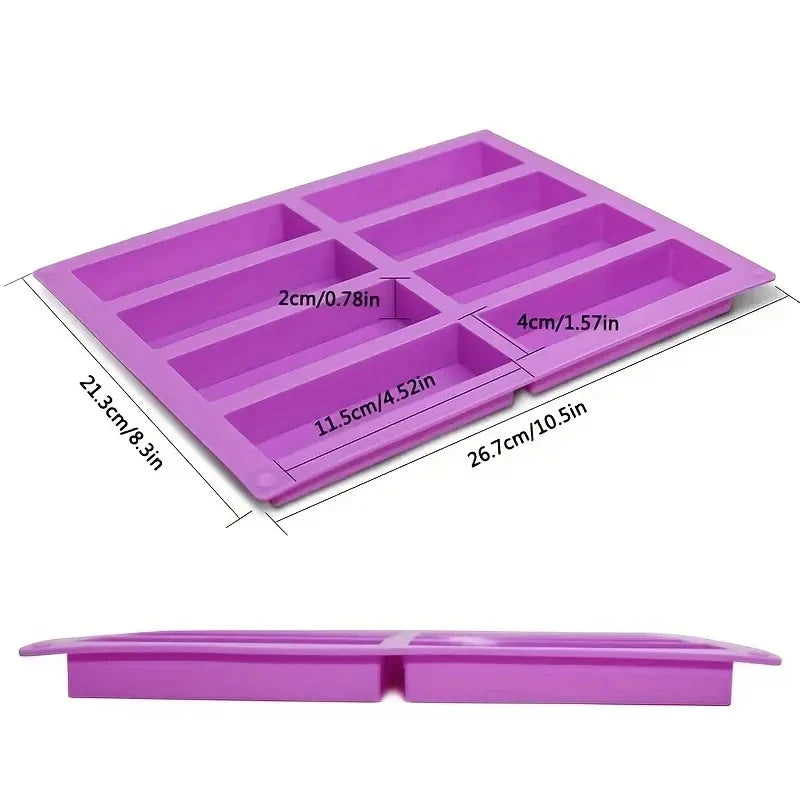 Moule Pâtissier Rectangulaire Violet avec dimensions sûr fond blanc