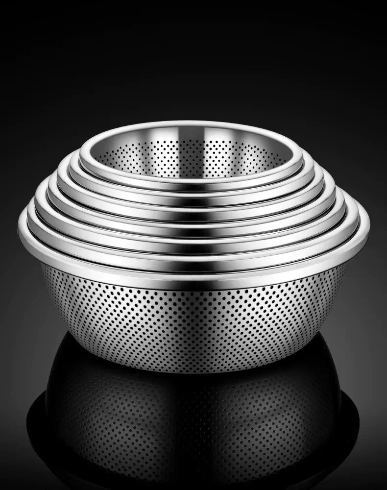 2-in-1 Colander + Salad Bowl Set - All Stainless Steel