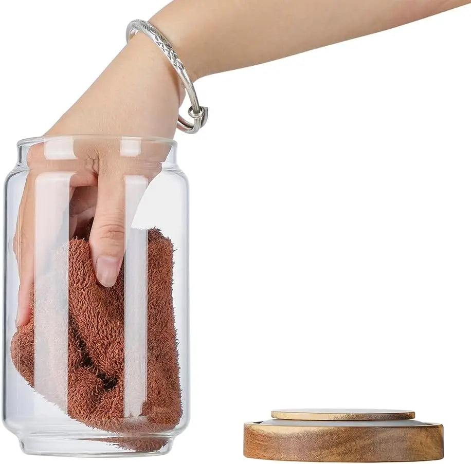 Set of 3 Glass Jars with Wooden Lids – Airtight