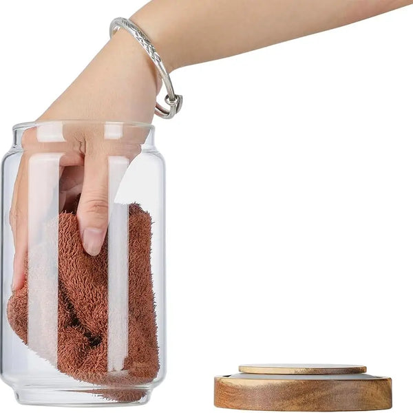 Set of 3 Glass Jars with Wooden Lids – Airtight