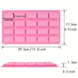 Moule Pâtissier Rectangulaire Rose avec dimensions sûr fond blanc