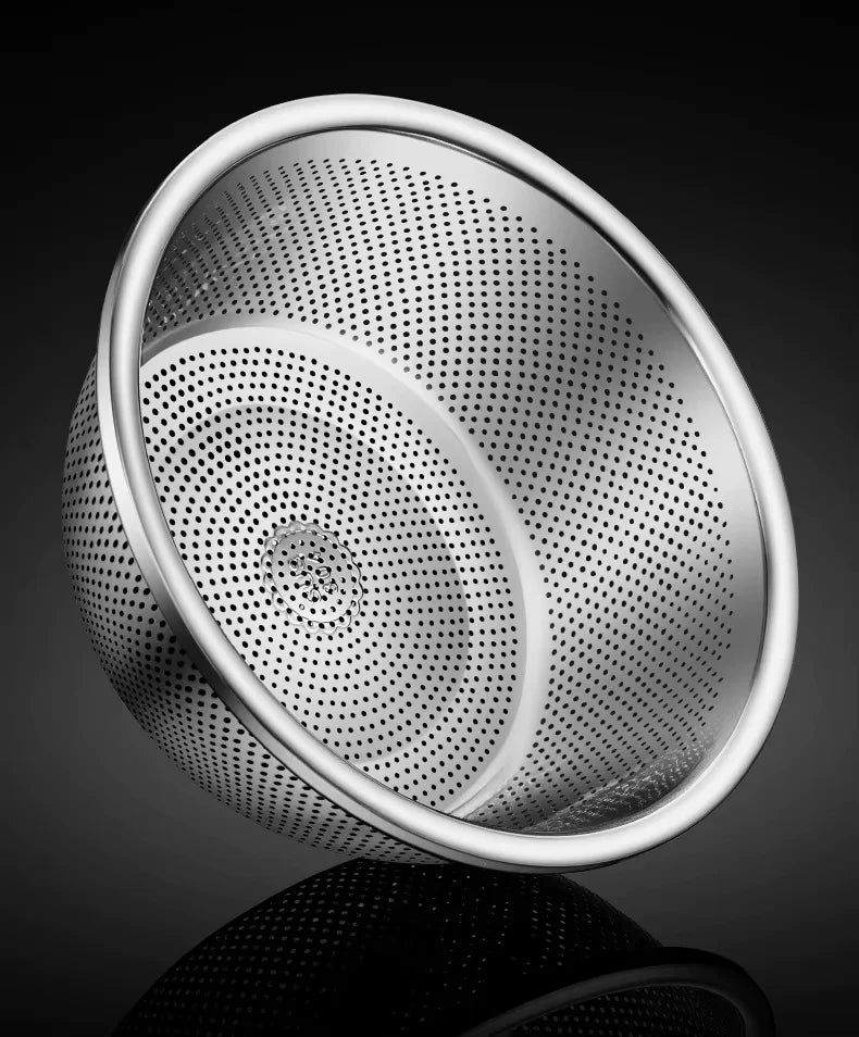 2-in-1 Colander + Salad Bowl Set - All Stainless Steel