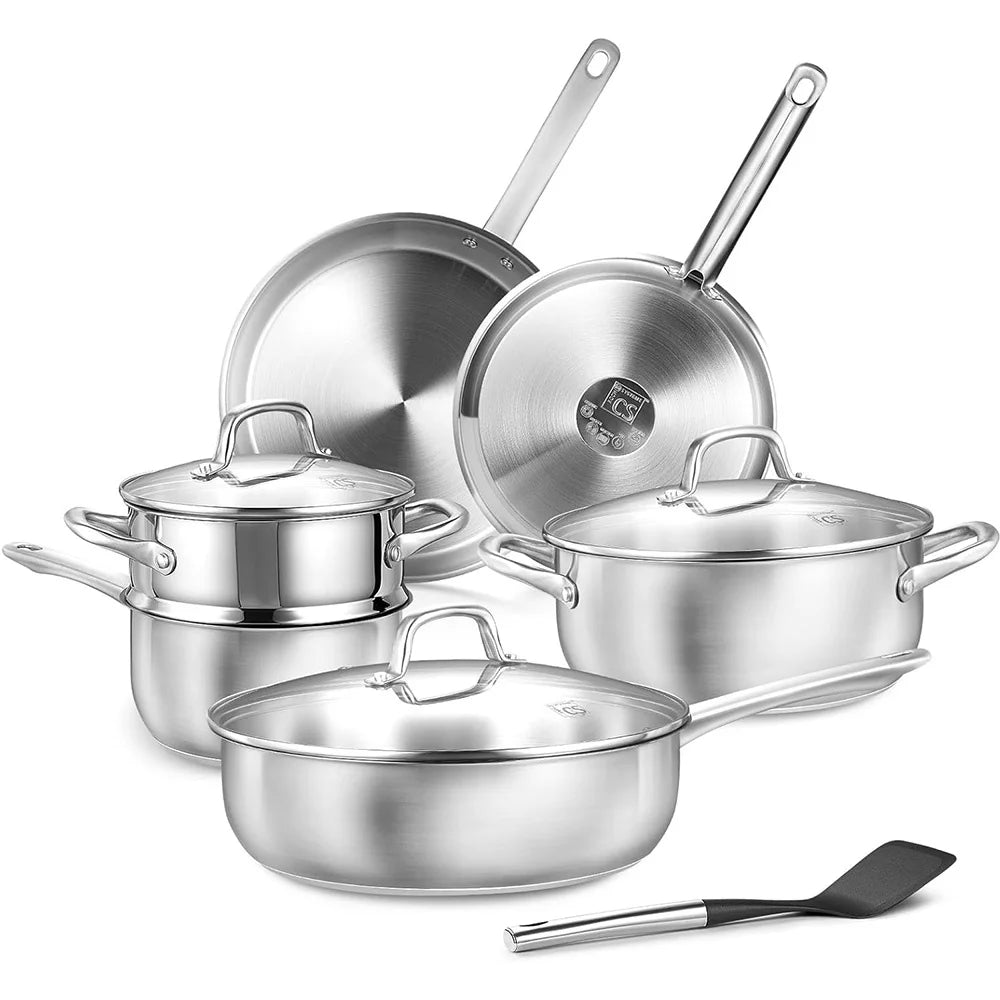 10-Piece All Stainless Steel Cookware Set 1/18" – Premium Series 