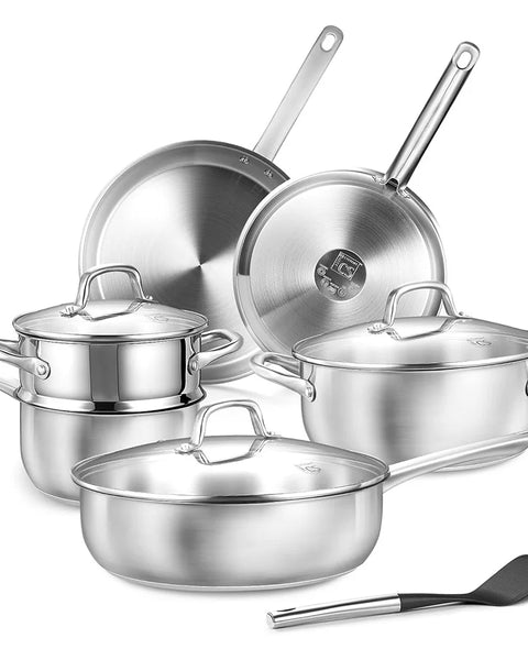 10-Piece All Stainless Steel Cookware Set 1/18" – Premium Series 