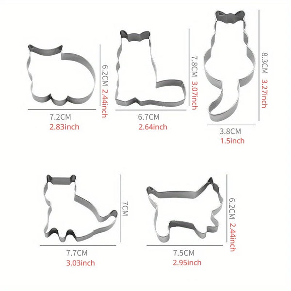Set of 5 Cat Cookie Cutters - Irresistible Cookies
