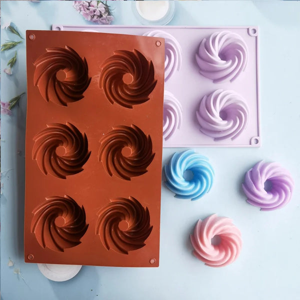 Moules en Silicone orange et mauve en forme de spirale