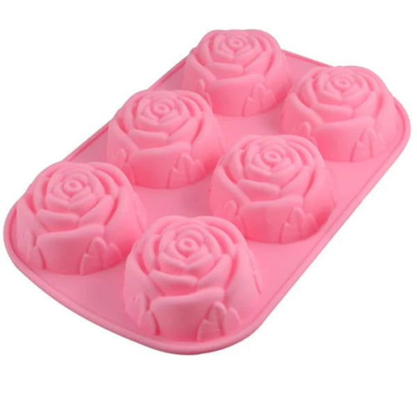 Moule Silicone Rose en forme de Rose sûr fond blanc