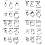 Emporte-Pièces Géométriques en Inox avec dimensions sûr fond blanc