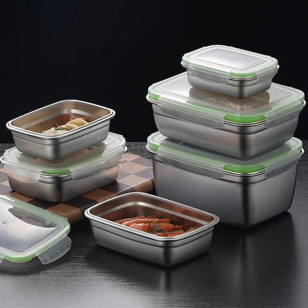 304 Stainless Steel Storage Containers with Airtight Lid