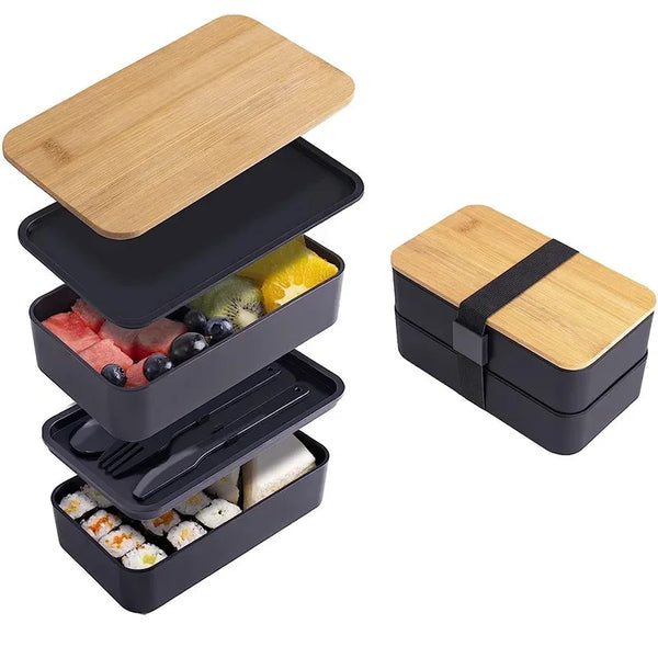2-Tier Lunch Box – Complete Meal Box with Cutlery