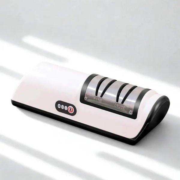 Aiguiseur électrique blanc et noir sur fond blanc