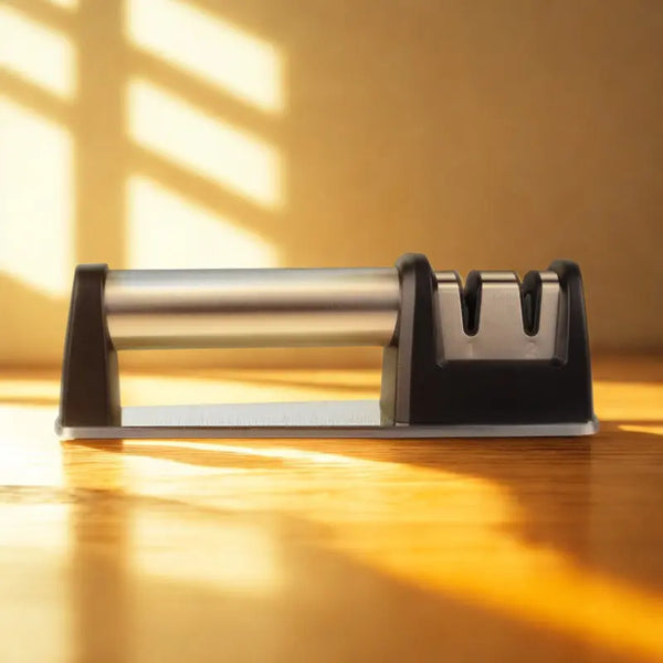 Aiguiseur manuel sur fond orangé