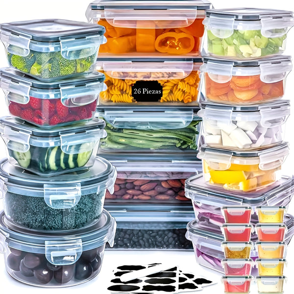 Airtight Lunch Box Set – 14 or 26 Containers + Lids