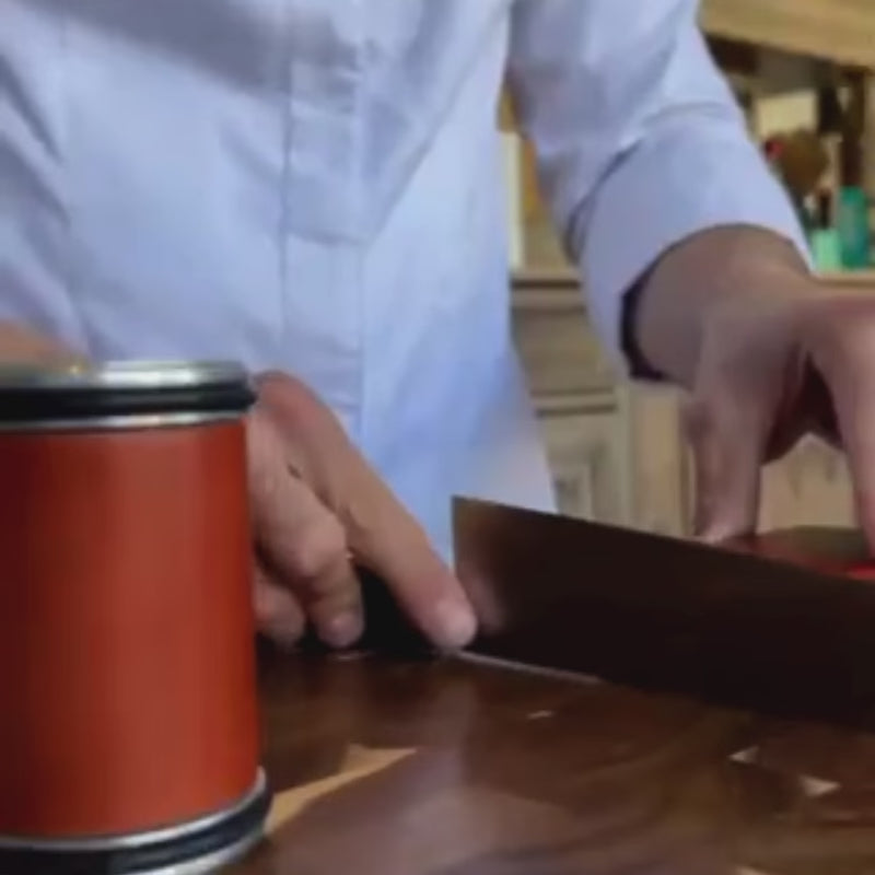 Démonstration utilisation aiguiseur de couteau rotatif