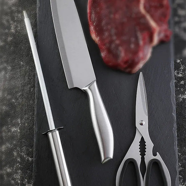 Knife, Scissors and Rifle Set • Premium Stainless Steel • Wooden Box